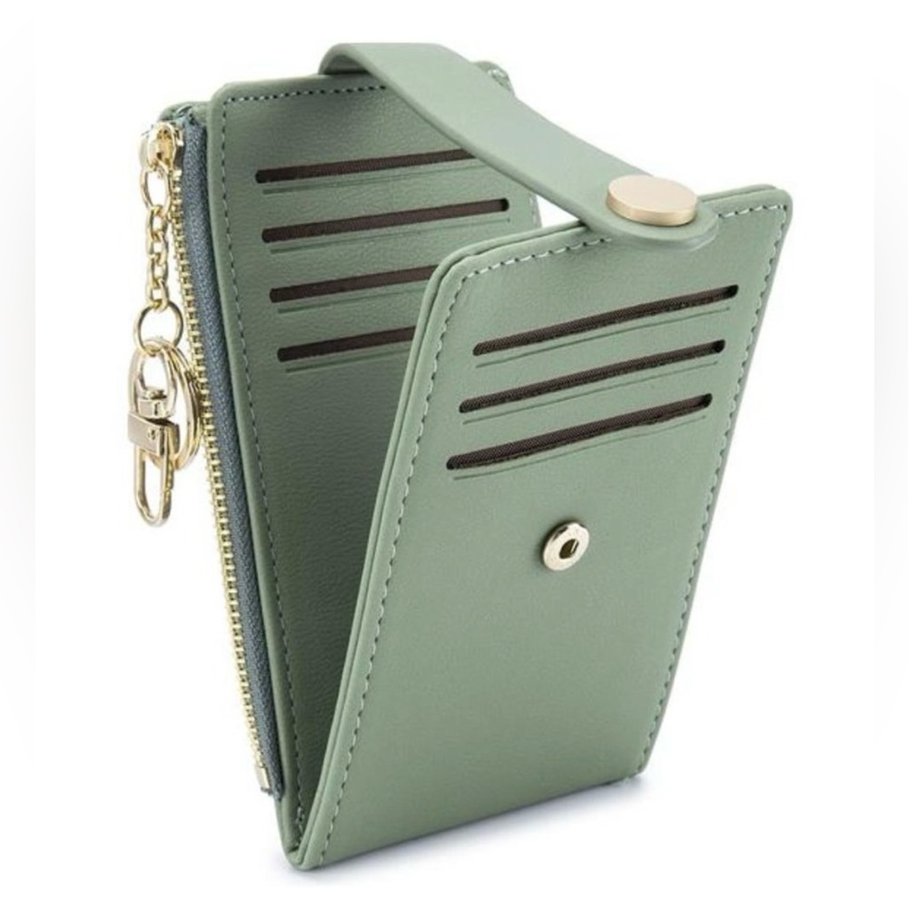 Leather Bifold RFID Blocking Credit Card Holder 1-PU Leather-Green